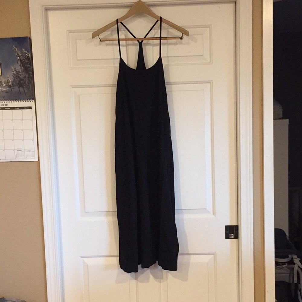 Zara Black Cotton Racerback Trapeze Dress